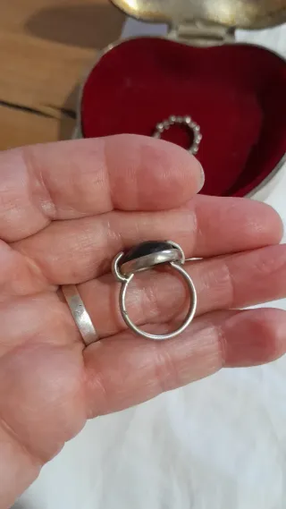 Anillo antiguo plata y negro