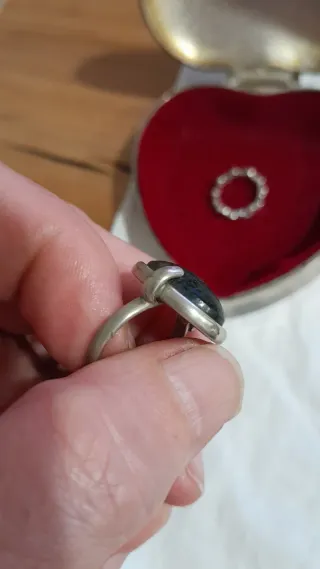 Anillo antiguo plata y negro