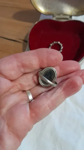 Anillo antiguo plata y negro