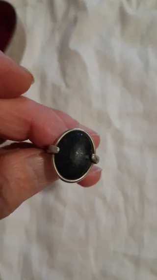Anillo antiguo plata y negro