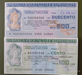 Assegni italiani anni '70