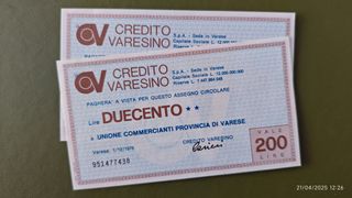 Assegni circolari commemorativi anni '70