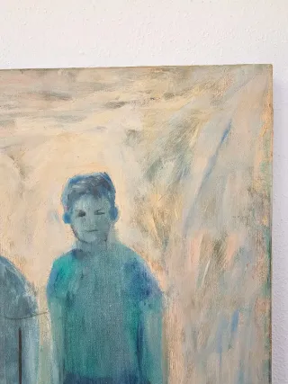 Los Hermanos Azules óleo sobre lienzo firmad 60x46