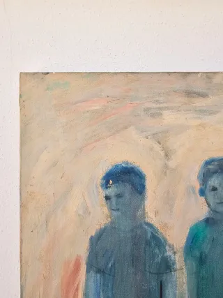 Los Hermanos Azules óleo sobre lienzo firmad 60x46