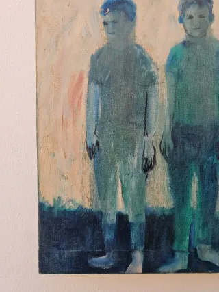 Los Hermanos Azules óleo sobre lienzo firmad 60x46