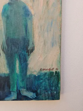 Los Hermanos Azules óleo sobre lienzo firmad 60x46