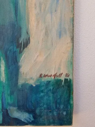 Los Hermanos Azules óleo sobre lienzo firmad 60x46