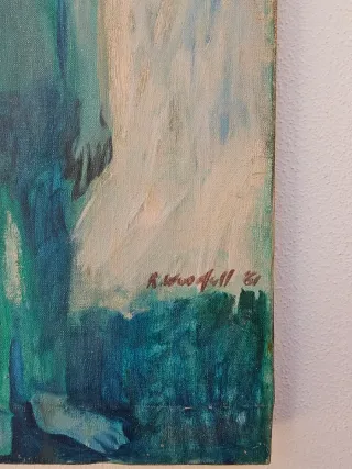 Los Hermanos Azules óleo sobre lienzo firmad 60x46