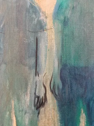 Los Hermanos Azules óleo sobre lienzo firmad 60x46