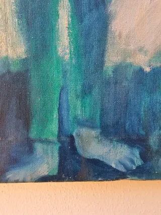 Los Hermanos Azules óleo sobre lienzo firmad 60x46