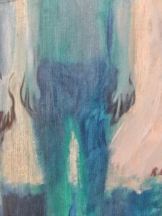 Los Hermanos Azules óleo sobre lienzo firmad 60x46