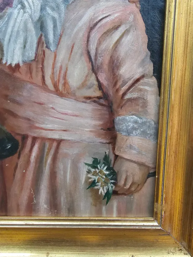 Pintura: 2 Niñas y Perro, Escuela Americana