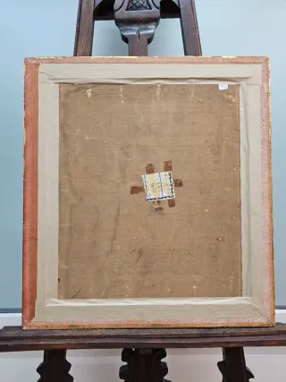 Pintura: 2 Niñas y Perro, Escuela Americana