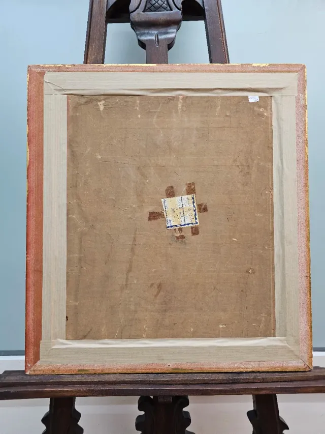 Pintura: 2 Niñas y Perro, Escuela Americana