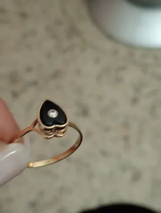 Conjunto Oro 18k Corazón Negro y brillante