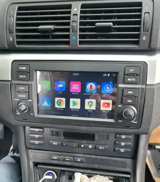 Rádio BMW E46 Android 14 com Carplay sem fios.