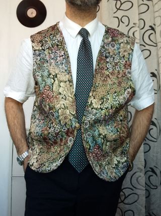 Gilet Panciotto Vintage Anni '90 Floreale raso