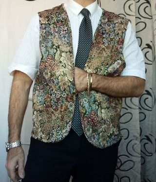 Gilet Panciotto Vintage Anni '90 Floreale raso