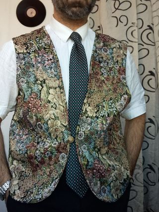Gilet Panciotto Vintage Anni '90 Floreale raso