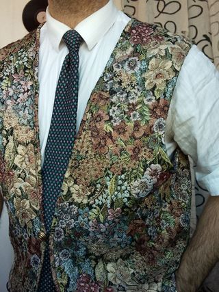 Gilet Panciotto Vintage Anni '90 Floreale raso