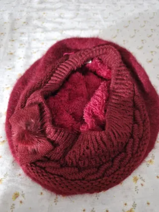 Boina Kosioko moda rojo granate con lazo - Nueva.