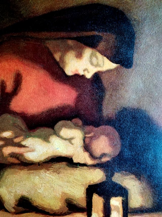 Litografía Virgen con Niño