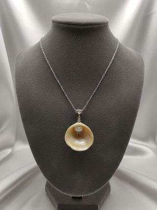 Collana Argento 925 Ciondolo Conchiglia Perla Vera