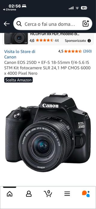 Canon EOS 250D + EF-S 18-55mm Nero