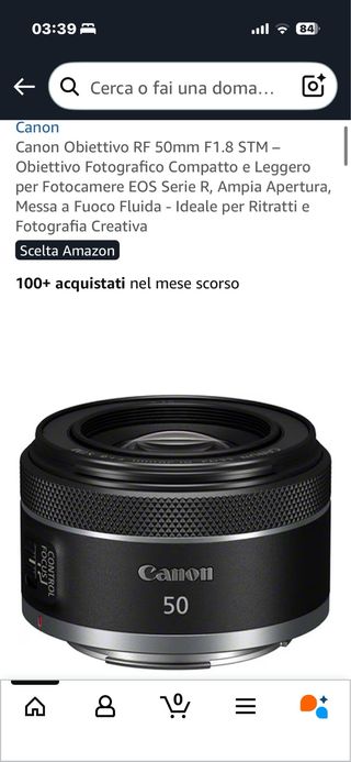 Canon Obiettivo RF 50mm F1.8 STM mai usato