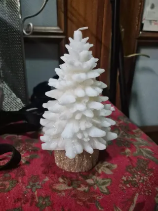 Vela árbol de Navidad blanco y dorado
