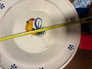 Piatto grande terracotta decorato gallo