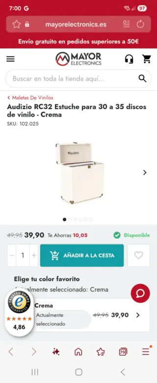 Maleta para vinilos Audizio RC32