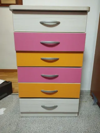 Cajonera madera rosa y crudo