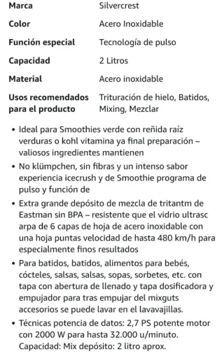 Batidora de vaso SilverCrest