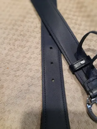 Cintura Gucci blu con logo argento