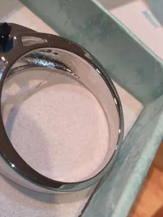 Anillo Hombre Acero Piedra Azul