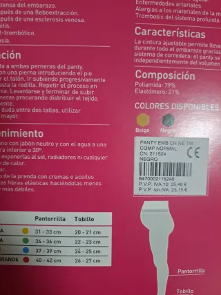 Medias Farmalastic Embarazada Talla M