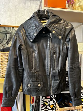 Cazadora Piel Negra Talla S