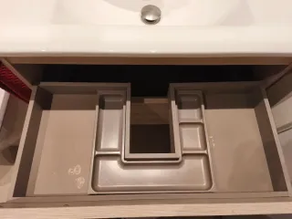 Mueble de baño y espejo madera/metal