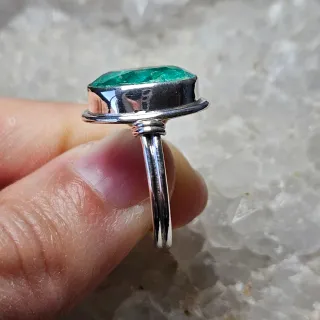 Anillo Plata 925 Esmeralda Talla Oval