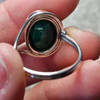 Anillo Plata 925 Esmeralda Talla Oval