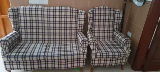 Sofá 2 plazas + sillón a cuadros