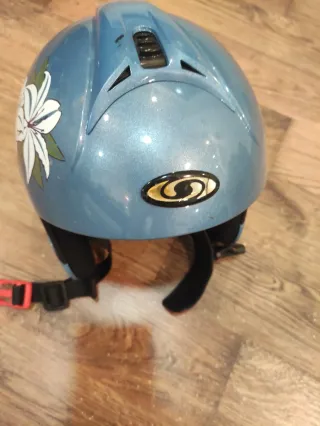 Casco de esquí Salomon azul con flores