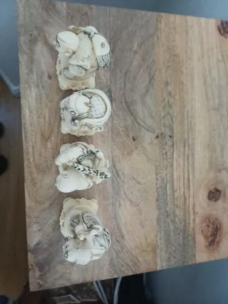 Lote 4 Okimonos Imitación Marfil