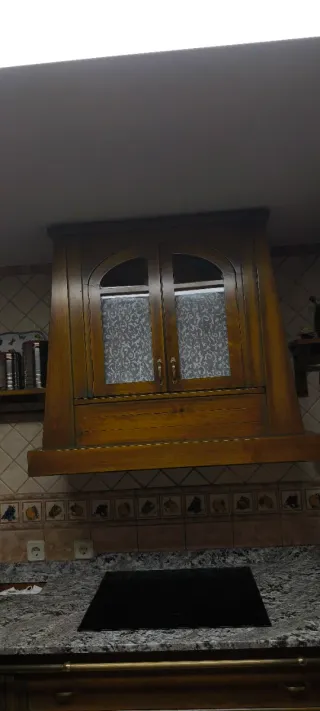 Mueble de cocina de madera, campana encastrada.
