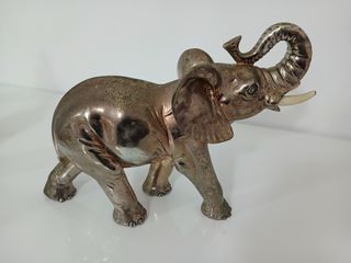 Statua Elefante Argento Lamina Vintage