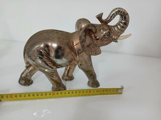 Statua Elefante Argento Lamina Vintage