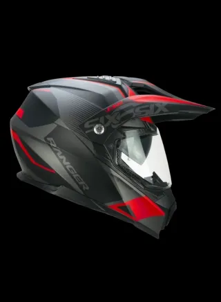 Casco Moto Tipo Trail Negro y Rojo