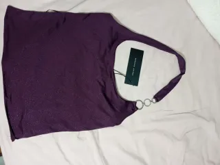 Top brillante sin tirantes