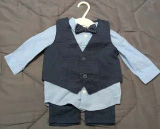 Completo elegante bimbo, blu e azzurro, TG. 68cm